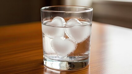 Glass of Ice Water on Table.