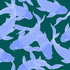 Pattern modern koi carp pattern image that can be connected on all sides for use in decorative design and wallpaper.