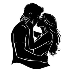 Couple Embracing Tenderly, Illustrations of Love and Affection