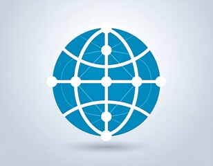 Blue globe icon with connected dots on light gradient background