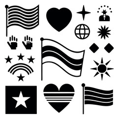 Set of vector flags of heart