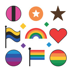 set of vector flags of heart