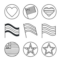 set of vector flags of heart