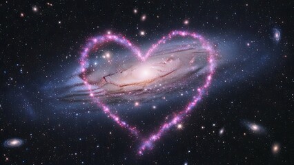 Glowing Heart in Space Scene.