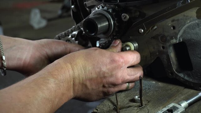 repair and assembly of a stock turbocharged engine for a drift car installation of a custom tensioner and oil pump chain dampener drilling and thread cutting