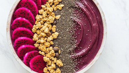Healthy Acai Bowl with Dragon Fruit Granola.