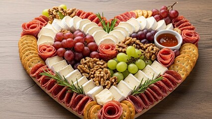 Heart Shaped Cheese and Fruit Platter.