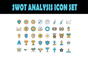 SWOT analysis strategy planning chart with strengths weaknesses opportunities threats flat design vector illustration