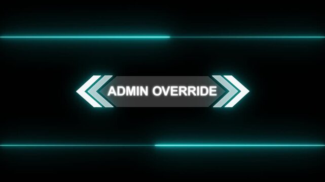Animation of HUD elements with text Admin Override. Animate a white callous for text. HUD elements on black background. Futuristic callout titles. Virtual sci fi textbox for HUD. Hud Callout Info Card