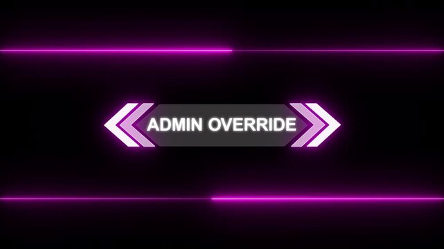 Animation of HUD elements with text Admin Override. Animate a white callous for text. HUD elements on black background. Futuristic callout titles. Virtual sci fi textbox for HUD. Hud Callout Info Card