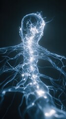 Digital Neuronal Pathways: A captivating digital rendering showcases the intricate network of neuronal pathways within the human body.