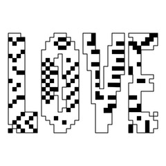 love vector writing in pixel style