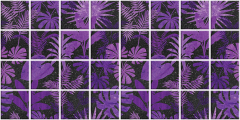 Leaf Variety of types. Seamless mosaic square pattern with tropical leaves blackground used for decorative design.	
