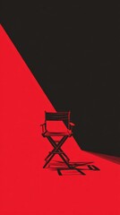 A Striking Director's Chair on Bold Red and Black Background