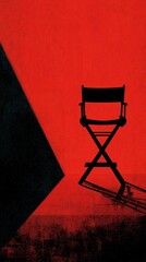 Dramatic Director's Chair on Bold Red Background: A Cinematic Journey Awaits