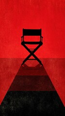 Bold Director's Chair Against a Red Background &ndash; A Striking Visual in Cinematic Artistry