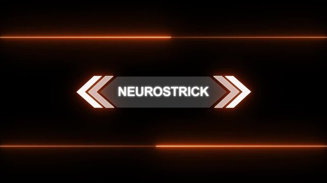 Animation of Callout, HUD UI elements on black color background. Animation of HUD elements with text "Neurostrick". Callout futuristic hud animation digital white tone six pack on the black screen .