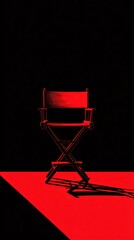 Red Director's Chair on Black Background: A Bold Artistic Representation of Filmmaking