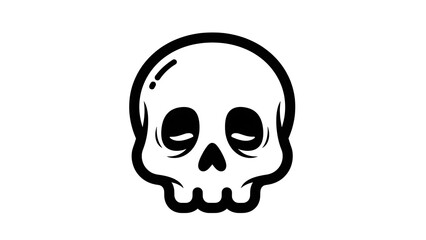 Simple Black and White Skull Illustration.