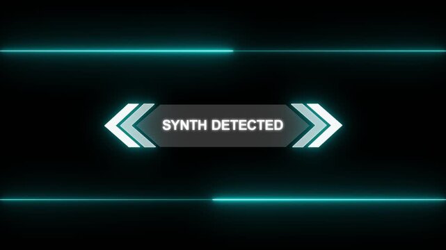 Animation of Callout, HUD UI elements on black color background. Animation of HUD elements with text "Synth Detected". Callout futuristic hud animation digital white tone six pack on the screen