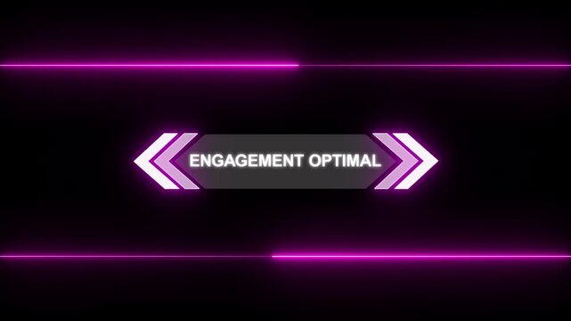 Animation of Callout, HUD UI elements on black color background. Animation of HUD elements with text "Engagement Optimal". Callout futuristic hud animation digital six pack on the black screen