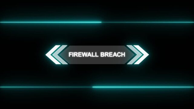 Animation of Callout, HUD UI elements on black color background. Animation of HUD elements with text "Firewall Breach". Callout futuristic hud animation digital white six pack on the black screen