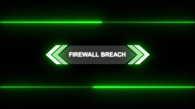 Animation of Callout, HUD UI elements on black color background. Animation of HUD elements with text "Firewall Breach". Callout futuristic hud animation digital white six pack on the black screen