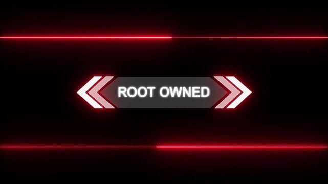Animation of Callout, HUD UI elements on black color background. Animation of HUD elements with text "Root Owned". Callout futuristic hud animation digital white tone six pack on the black screen