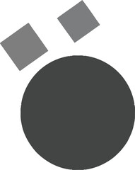 Abstract geometric composition with dark circle, squares, and a triangle moving on a gradient background