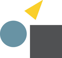 A minimalist abstract composition featuring three primary geometric shapes