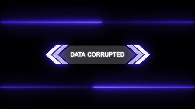 Animation of Callout, HUD UI elements on black color background. Animation of HUD elements with text "Data Corrupted". Callout futuristic hud animation digital white six pack on the black screen