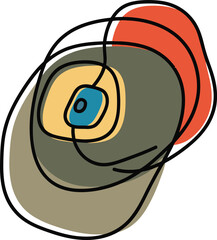 Abstract minimalist art featuring continuous lines and colorful organic shapes