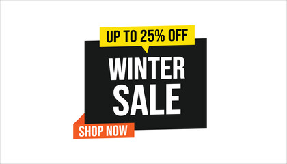 winter sale up to 25% off shop now limited time discount banner