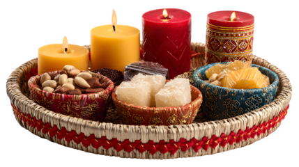 Festive homemade Christmas cakes and sweet muffins decorated with glowing candles and holiday decorations create a warm celebration on a table filled with fruit and baked desserts