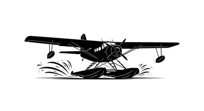 Seaplane Taking Off from Water Surface.