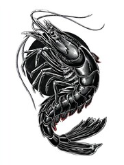 Detailed Illustration of a Shrimp, Perfect for Seafood or Marine Life Themes