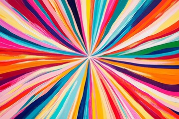 Radiant abstraction featuring colorful streaks expanding outward in vibrant patterns