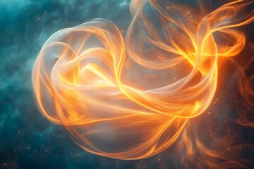 Glowing ribbons of light swirl gracefully in an abstract display of ethereal beauty
