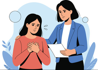 Fototapeta premium Counseling Session Illustration with Supportive Professional and Concerned ClientCounseling Session Illustration with Supportive Professional and Concerned Client