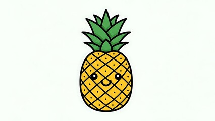 Cute Cartoon Pineapple Character Illustration.