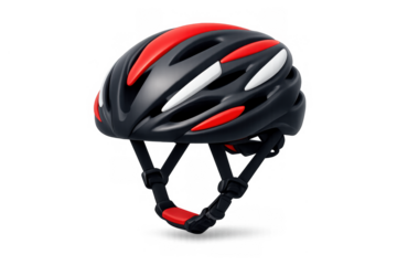 Aerodynamic bicycle helmet design in modern red and black color scheme for safety and style