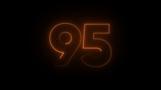 Glowing orange number 95 on black background, neon lit