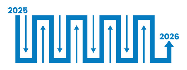 2025 to 2026 Business Growth Timeline with Arrows Financial Success Progress Vector Illustration