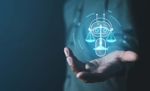 AI ethics and governance concept showing artificial intelligence supporting legal decision making, justice, transparency, and accountability in data-driven regulation, law, and public policy.