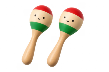 Cute cartoon maracas in mexican colors playing music