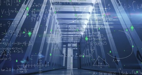 Animation of data processing over server room - Powered by Adobe