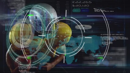 Animation of scope scanning over clouds and data processing - Powered by Adobe