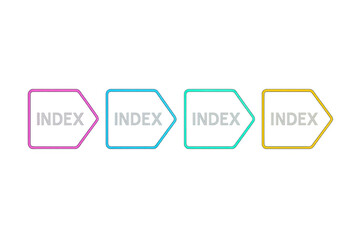 Colorful index arrow chart showing a process flow