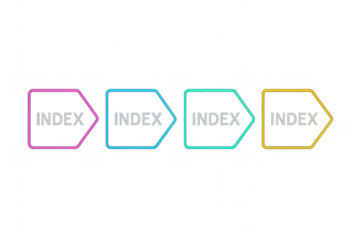Colorful index arrow chart showing a process flow