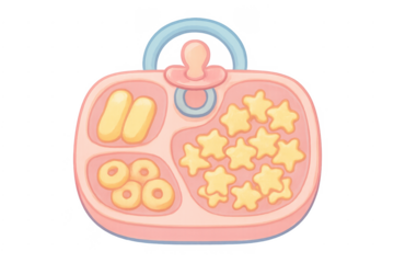 Baby snack plate with pacifier and cereal finger foods